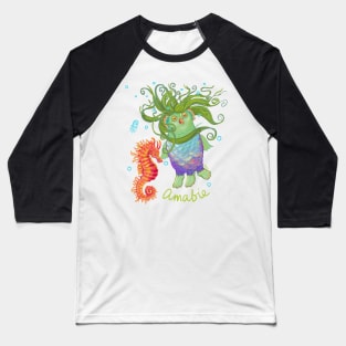 Amabie Yokai to Protect You, white Baseball T-Shirt